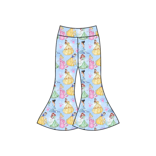 Preorder(moq 5) Baby Girls Cartoon Princesses Bell Bottom Pants Bottom