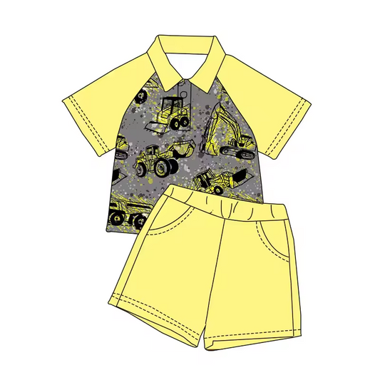 Baby Boys Digger Buttons Top Shorts Clothes Sets preorder (moq 5)