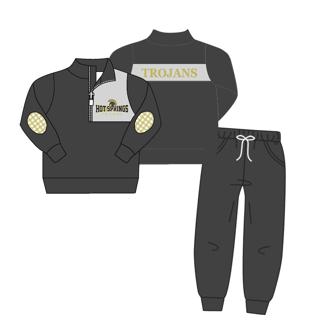 Preorder moq 5 Baby Boys Hotspring Pullover Team Top Pants Clothes Sets