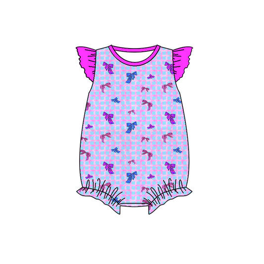 Preorder(moq 5)Baby Infant Girls Checkered Bows Rompers