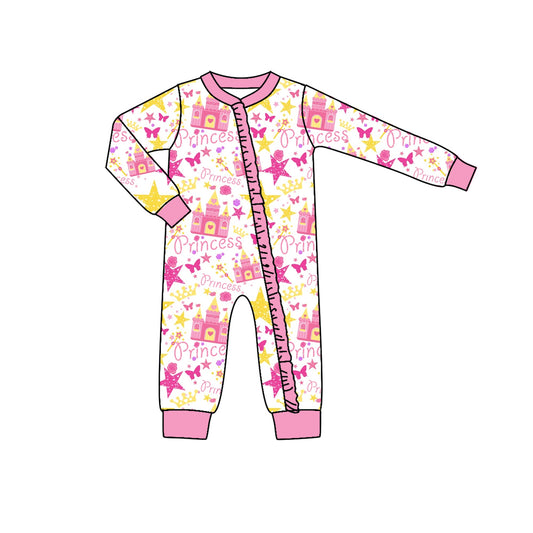 Baby Girls Castle Princess Zip Long Sleeve Rompers preorder(moq 5)