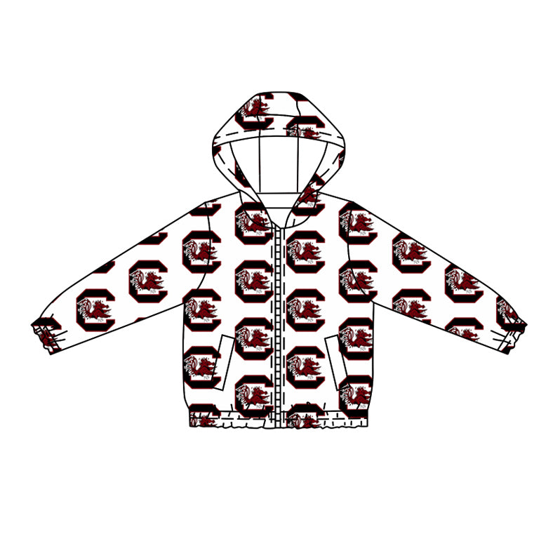 Preorder (moq 5)Baby Boys Long Sleeves Red Bull C Plaid Pockets Zipper Hoodies Top