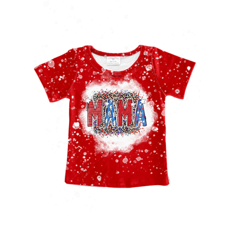 Adult Women 4th Of July Mama Short Sleeve Red Tee Shirts Preorder(moq 5)