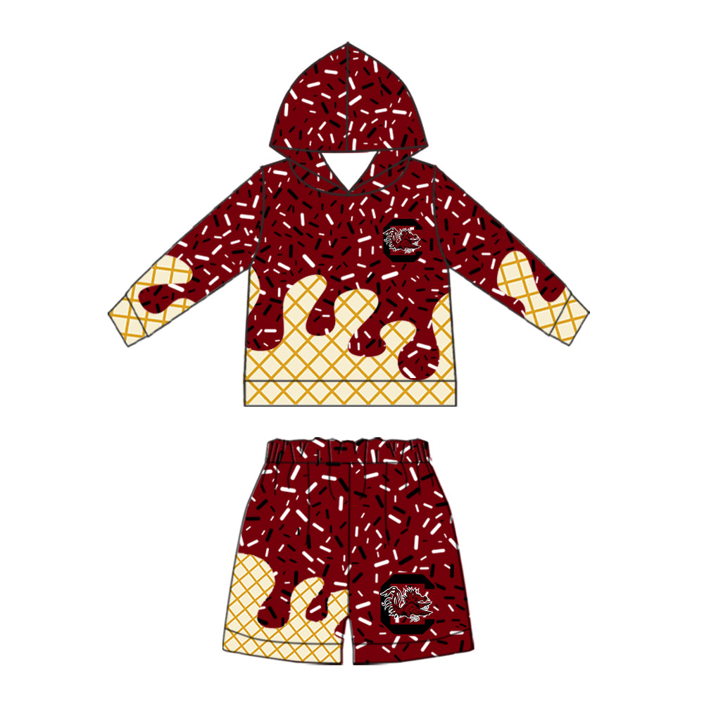 Preorder (moq 5) Baby Boys Sprinkles Gamecocks Hoodie Short Team Clothes Sets