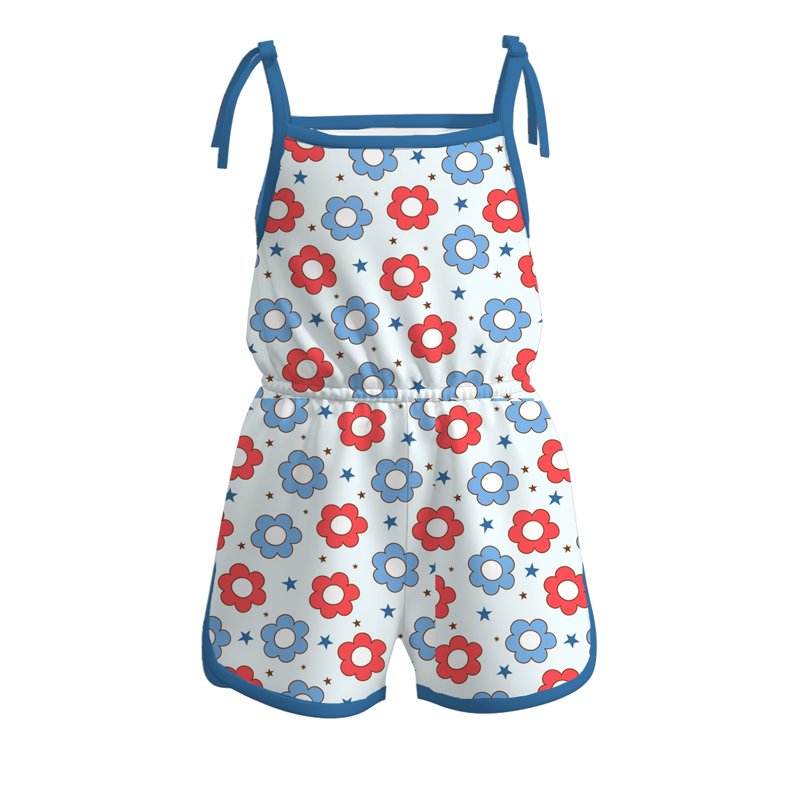 Baby Girls 4th Of July Flowers Straps Summer Jumpsuits preorder(moq 5)