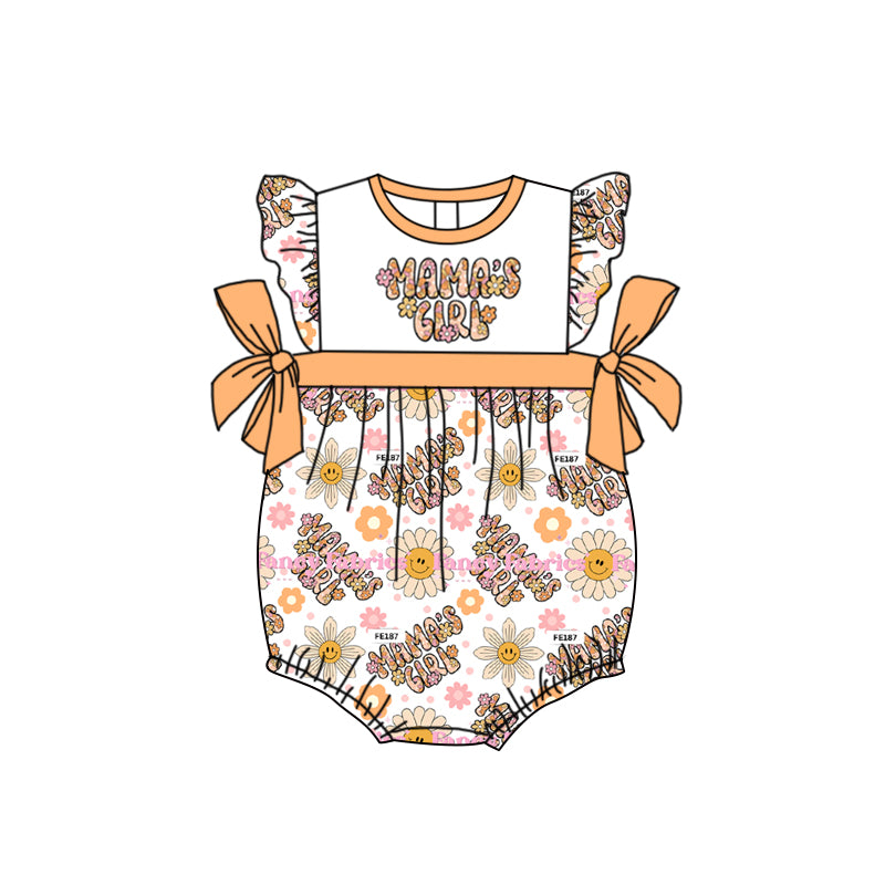 Baby Infant Girls Ruffle Mama's Girl Flowers Rompers preorder(moq 5)