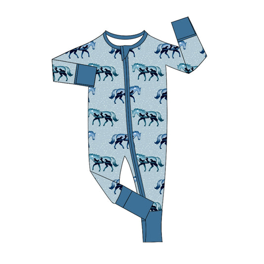 Baby Infant Boys Western Horse Zip Rompers preorder(moq 5)