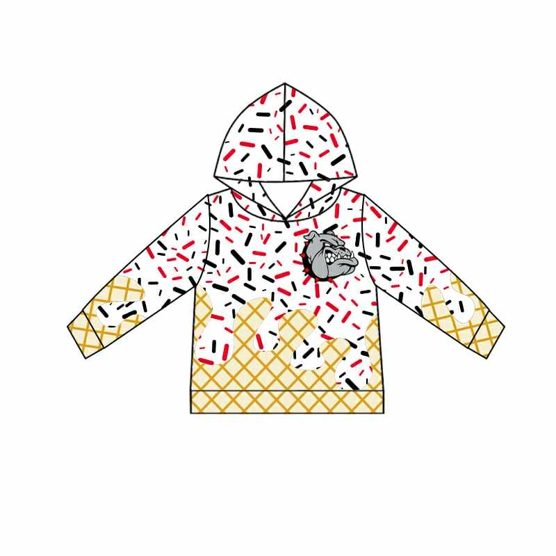 Preorder (moq 5)Baby Boys White Long Sleeves Bulldogs Drip Team Hoodies Top