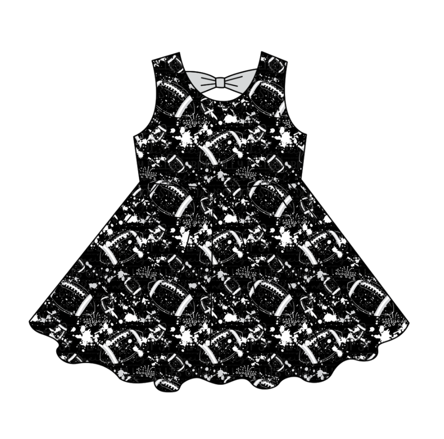 Preorder (moq 5)Baby Girls Tie-dye Footballs Print Team Shorts Knee Length Dress