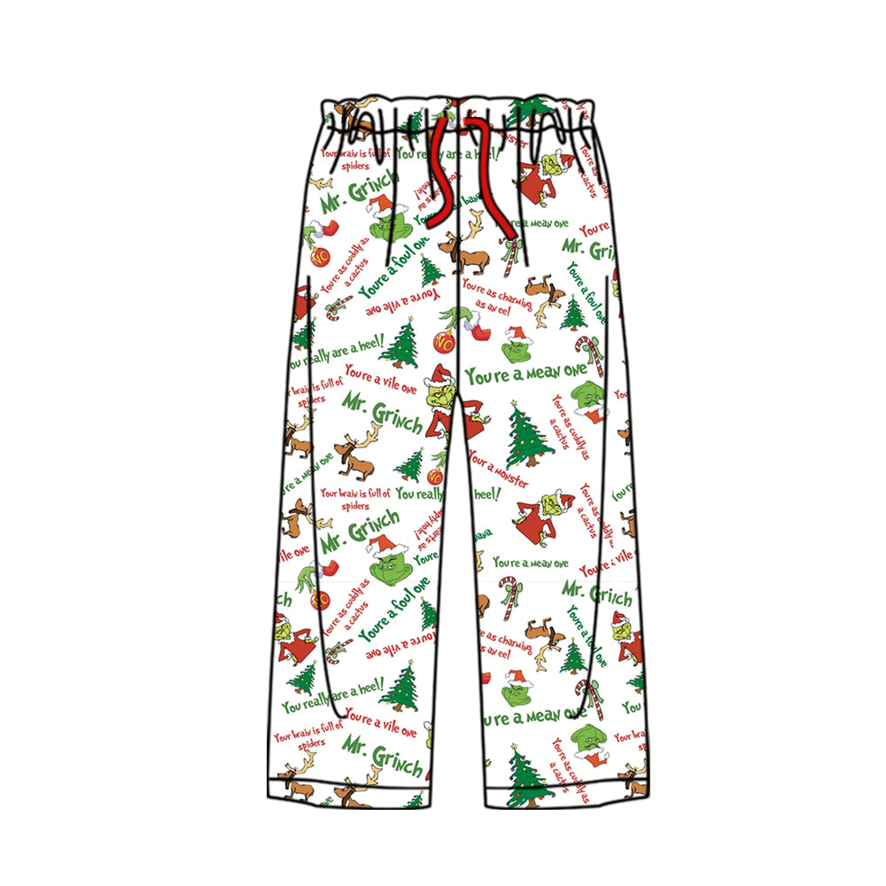 Adult Women Christmas Green Face Deer Bottoms Pants Pajamas Preorder(moq 5)