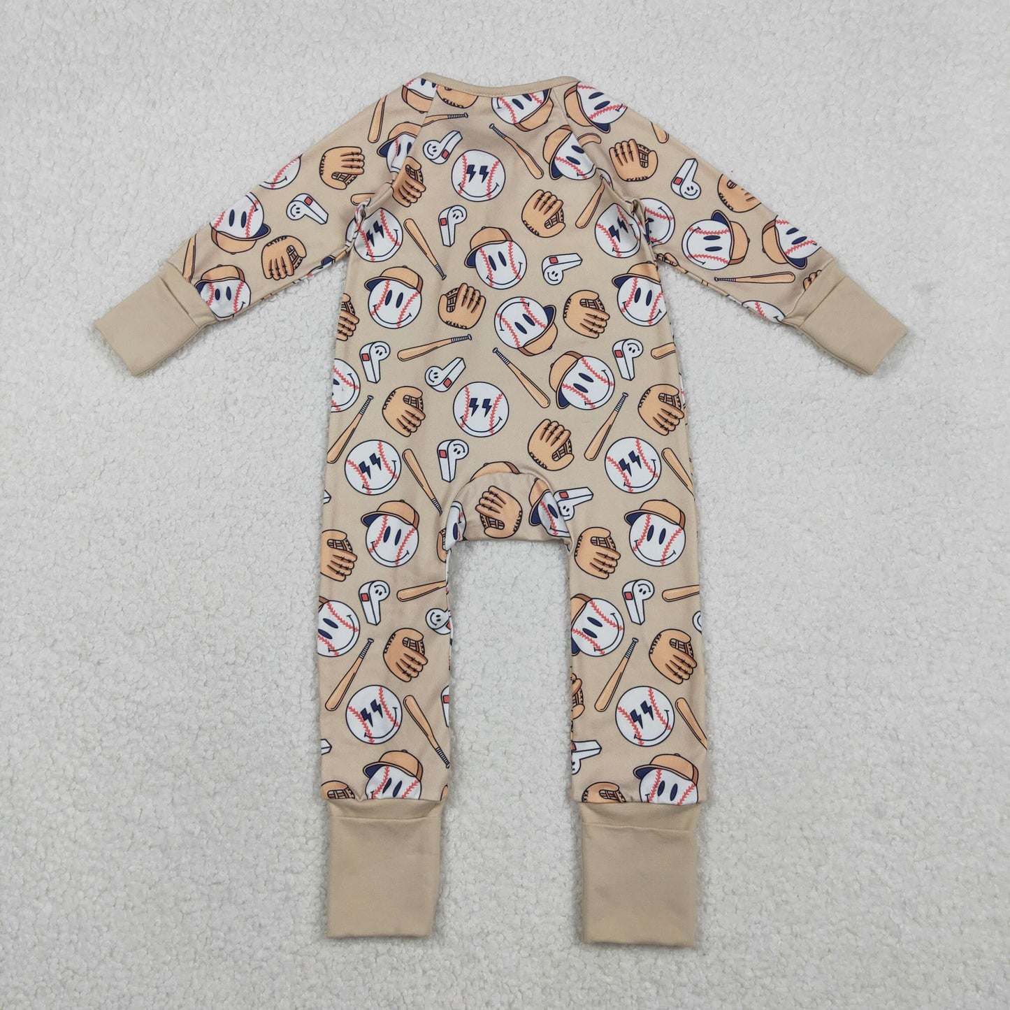 Baby Boys Smile Baseballs Team Two Way Zip Convertible Rompers