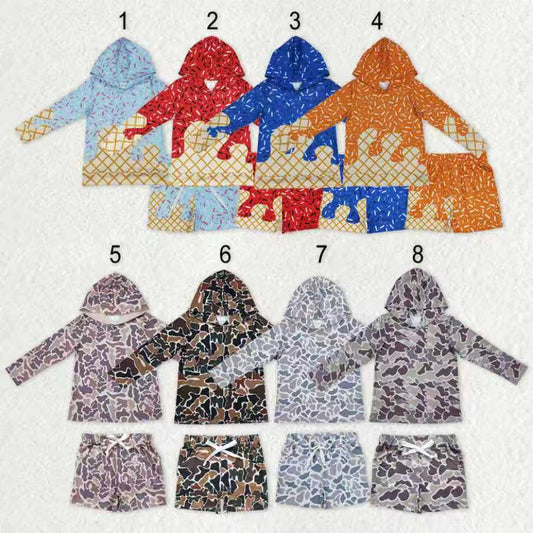 Sibling Baby Boys Long Sleeve Southern Camo Drip Sprinkles Hoodies Pockets Shorts Clothes Sets