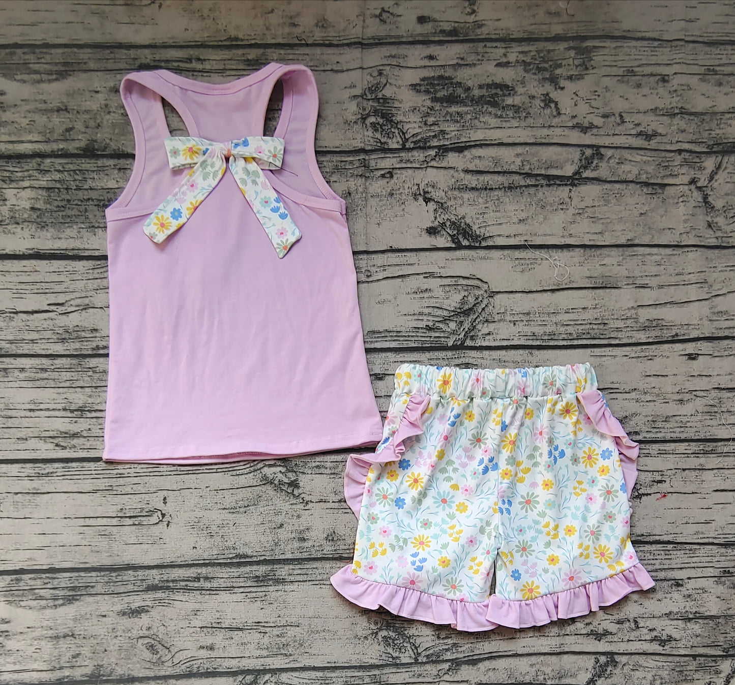 Baby Girls Pink Sleeveless Tank Top Shirts Flowers Ruffle Shorts Summer Clothes Sets