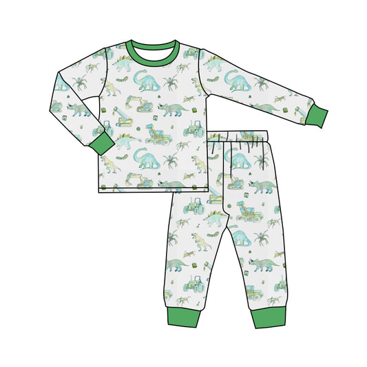 Baby Boys Dinosaurs Construction Top Pants Pajamas Clothes Sets preorder(MOQ 5)