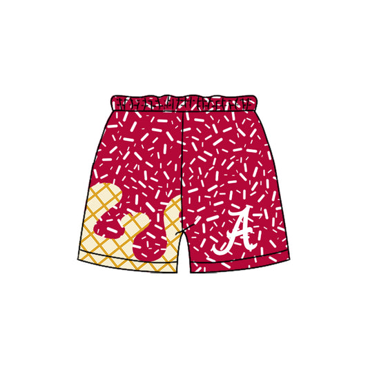 Preorder (moq 5)Baby Boys Red Alabama Drip Sprinkles Team Shorts Bottom