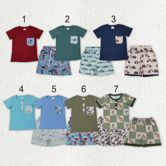 Sibling Baby Boys Short Sleeve Shirt Top Shorts Clothes Sets