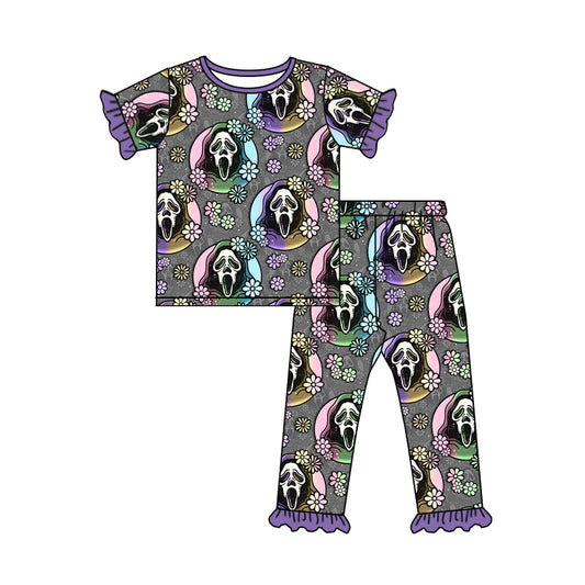 Baby Girls Halloween Flowers Tee Top Pants Pajamas Clothes Sets preorder (moq 5)