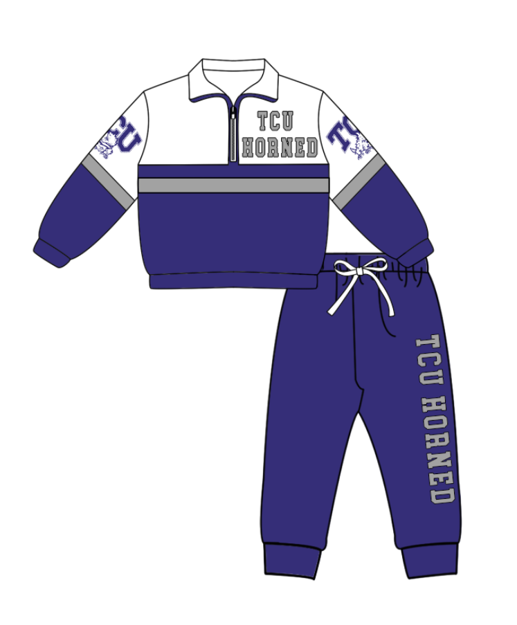 Preorder (moq 5)Baby Boys Tch Horned Zipper Pullover Jogger Pants Team Clothes Set
