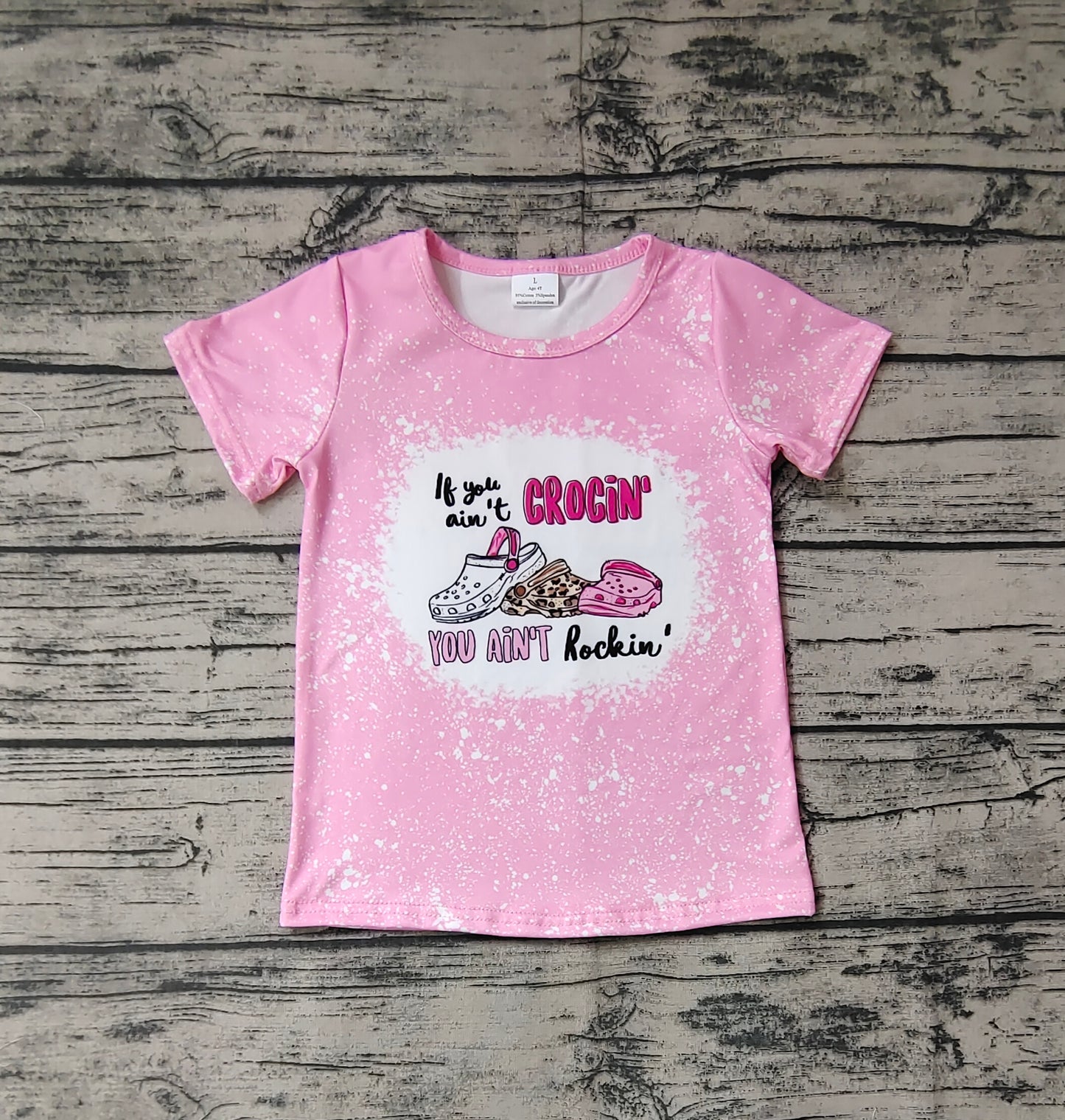 Baby Girls Pink Short Sleeve Slippers Tee Shirts Tops