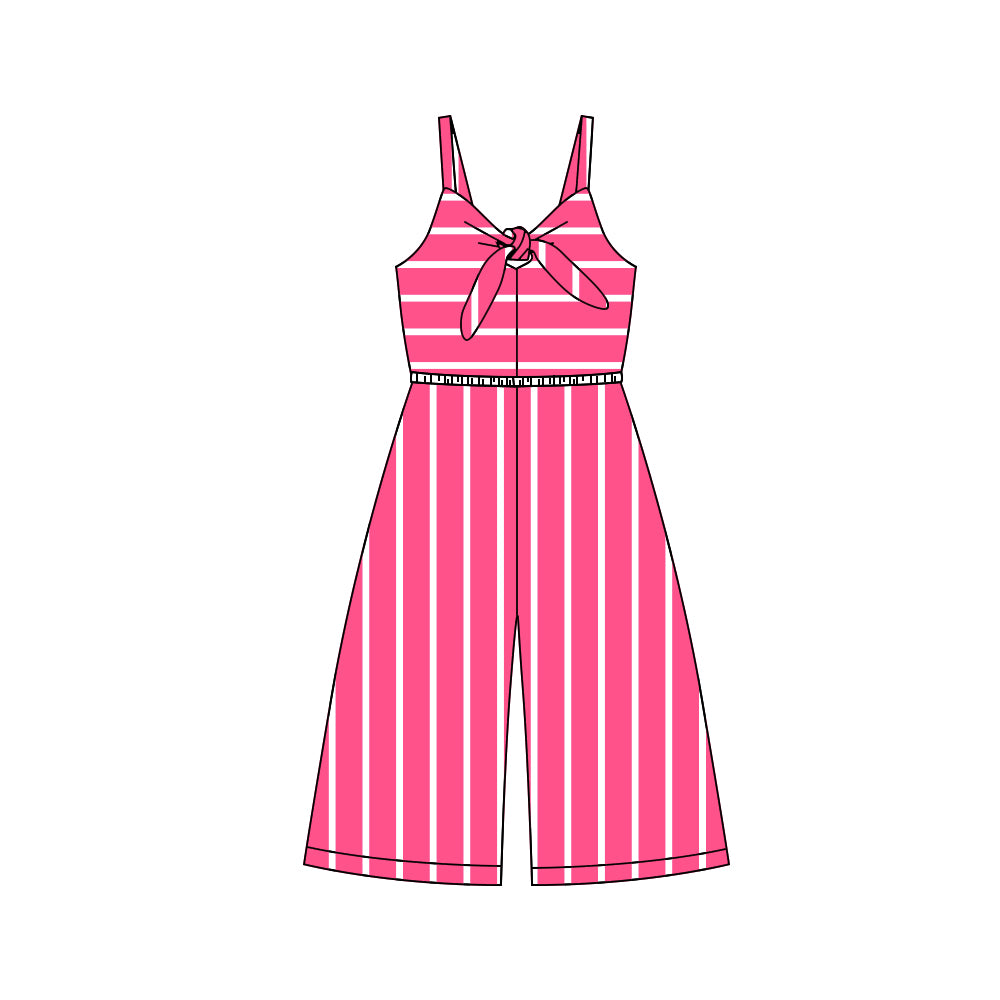 Baby Girls Hotpink Stripes Straps Jumpsuits Preorder(moq 5)