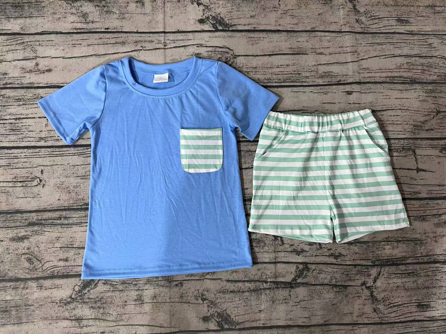 Baby Boys Blue Short Sleeve Top Stripes Shorts Outfits Clothes Sets