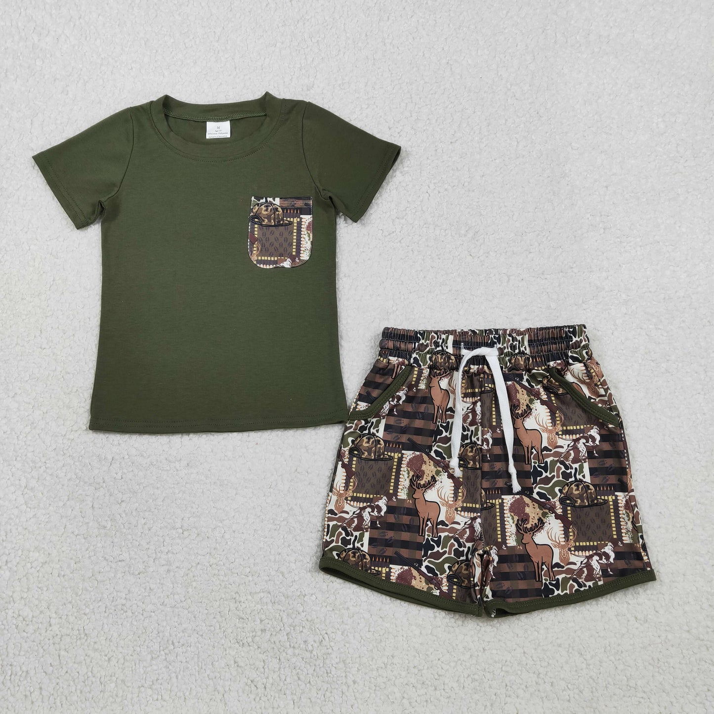 Baby Boys Shirt Top Southern Deer Camo Pockets Shorts Hunting Clothes Sets