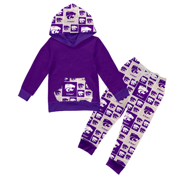 Baby Boys K State Team Hooded Top Pants Outfits Clothes Sets preorder(MOQ 5)