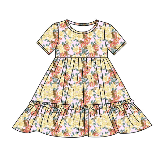 Preorder (moq 5)Baby Girls Flowers Spring Knee Length Dresses