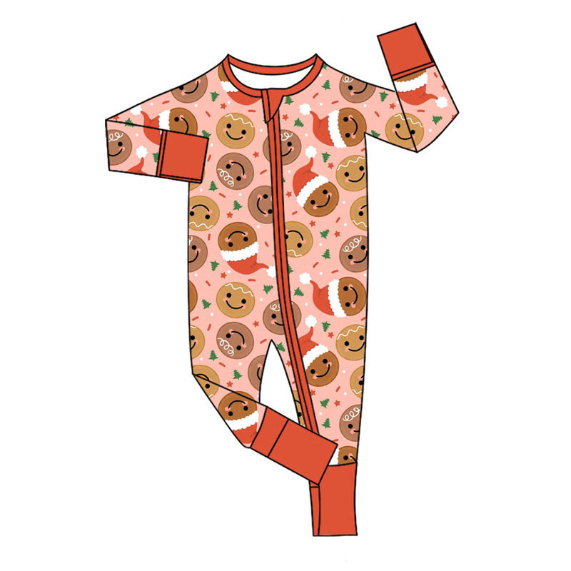 Preorder (moq 20)Baby Girls Bamboo Hats Smiles Trees Sprinkles Christmas Zippy Footie Rompers