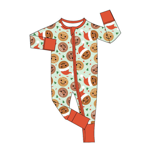 Preorder (moq 20)Baby Boys Bamboo Hats Smiles Trees Sprinkles Christmas Zippy Footie Rompers