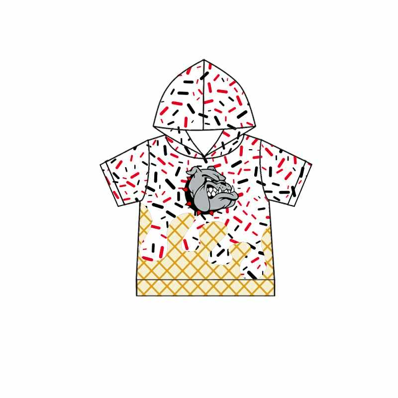 Preorder (moq 5)Baby Boys White Short Sleeves Bulldogs Drip Team Hoodies Top