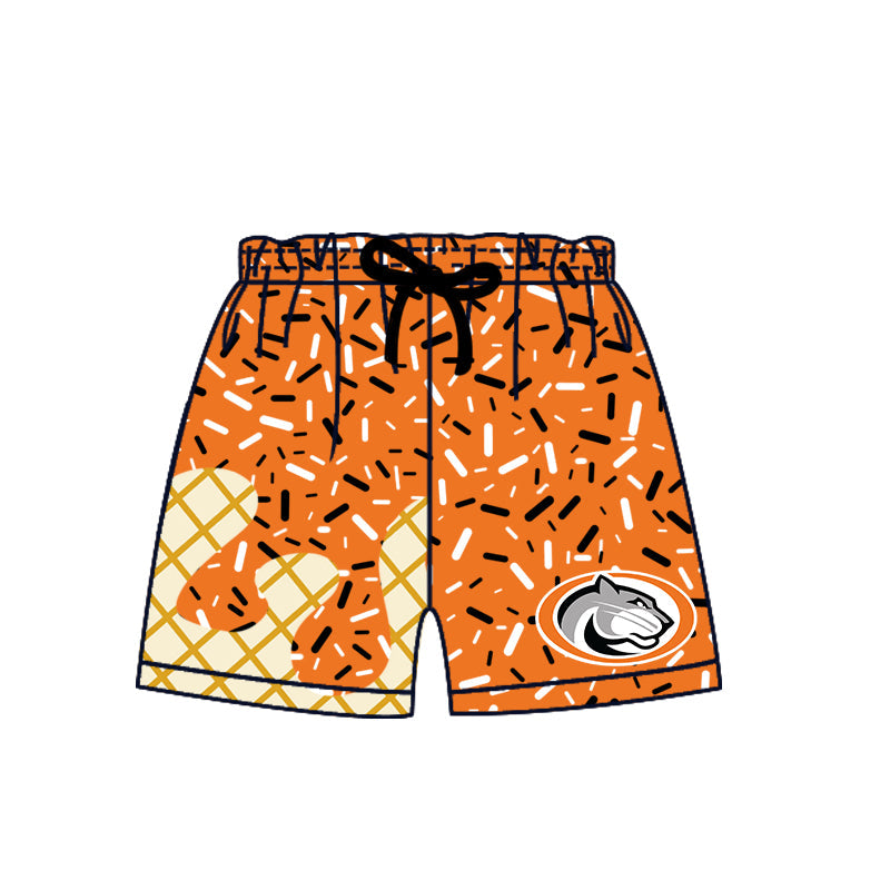 Preorder (moq 5)Baby Boys Panthers Orange Drip Sprinkles Team Shorts Bottom