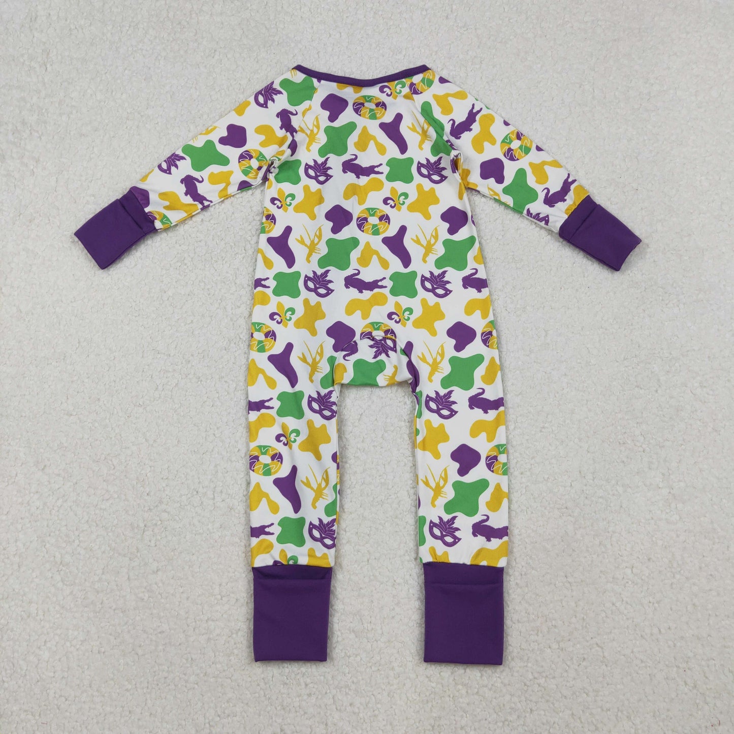 Baby Boys Camo Crayfishes Mardigras Zipper Footie Rompers
