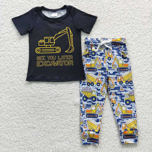 Baby Boys Excavator Shirt Pants Clothes Sets