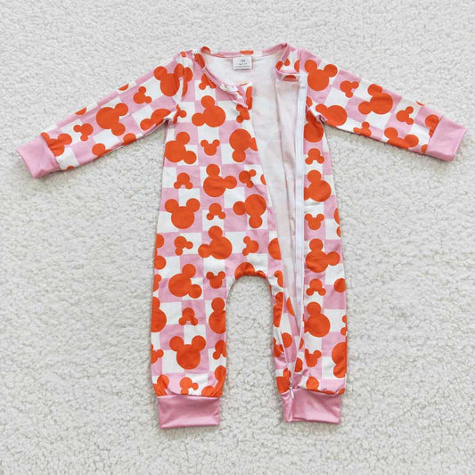 Baby Girls Pink Animal Zip Rompers