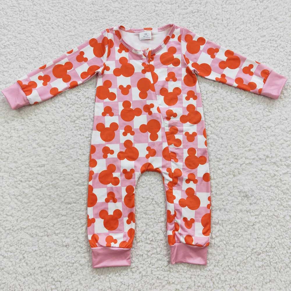 Baby Girls Pink Animal Zip Rompers