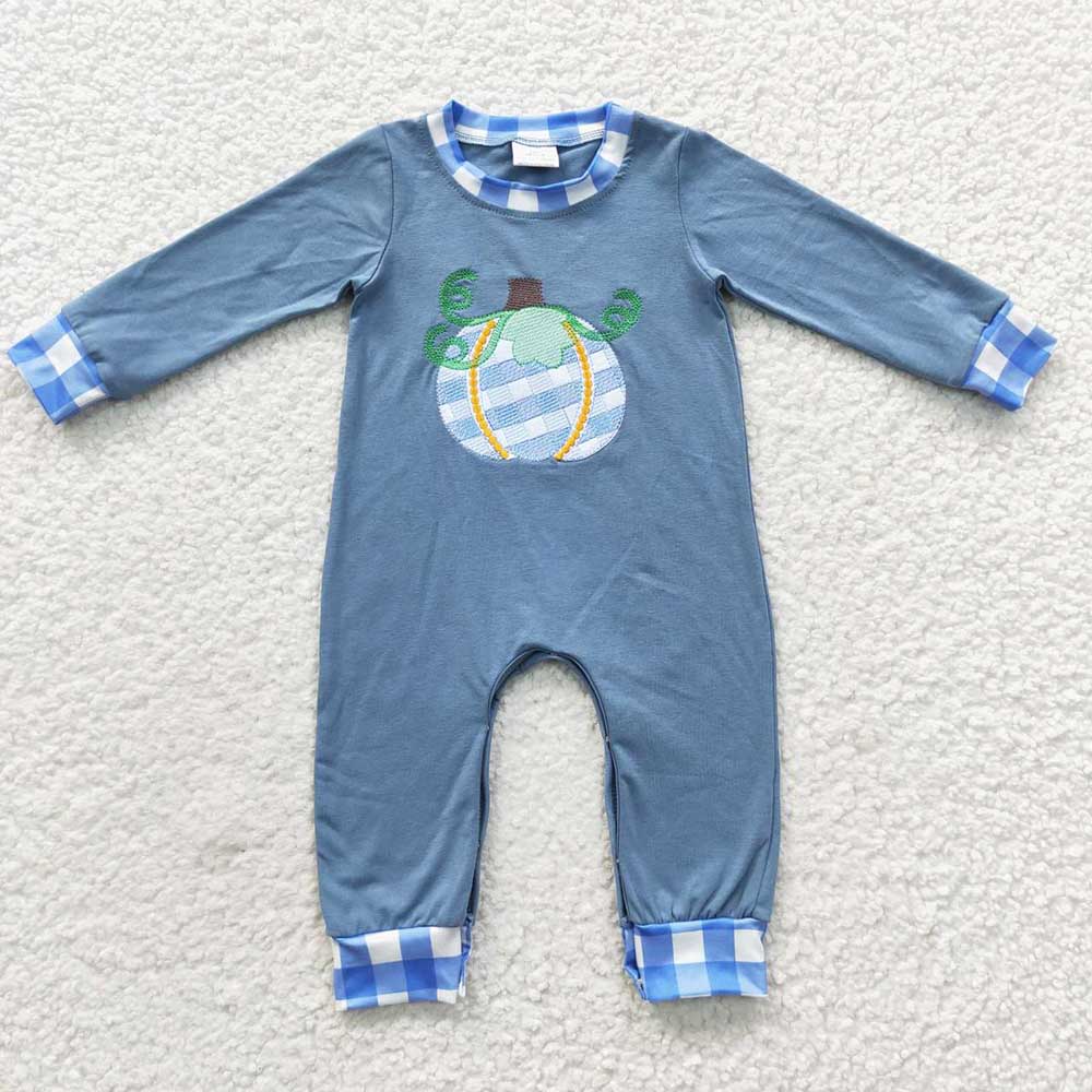 Baby Boys Blue Color Pumpkin Rompers