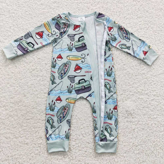 Baby Boys Fishing Green Rompers