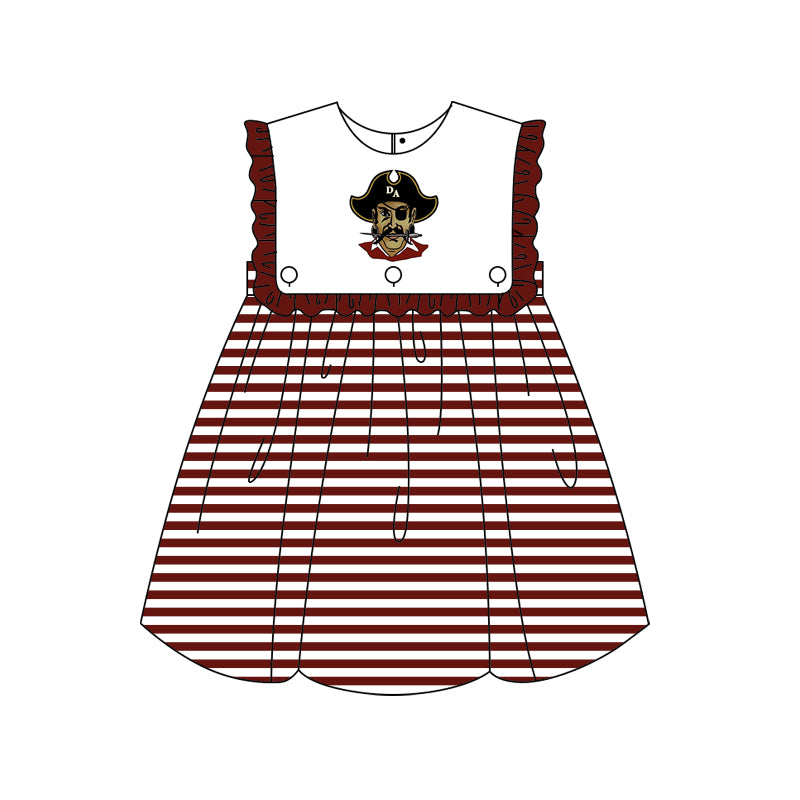 preorder(moq 5) Baby Girls Raiders Wine Team Knee Length Dresses