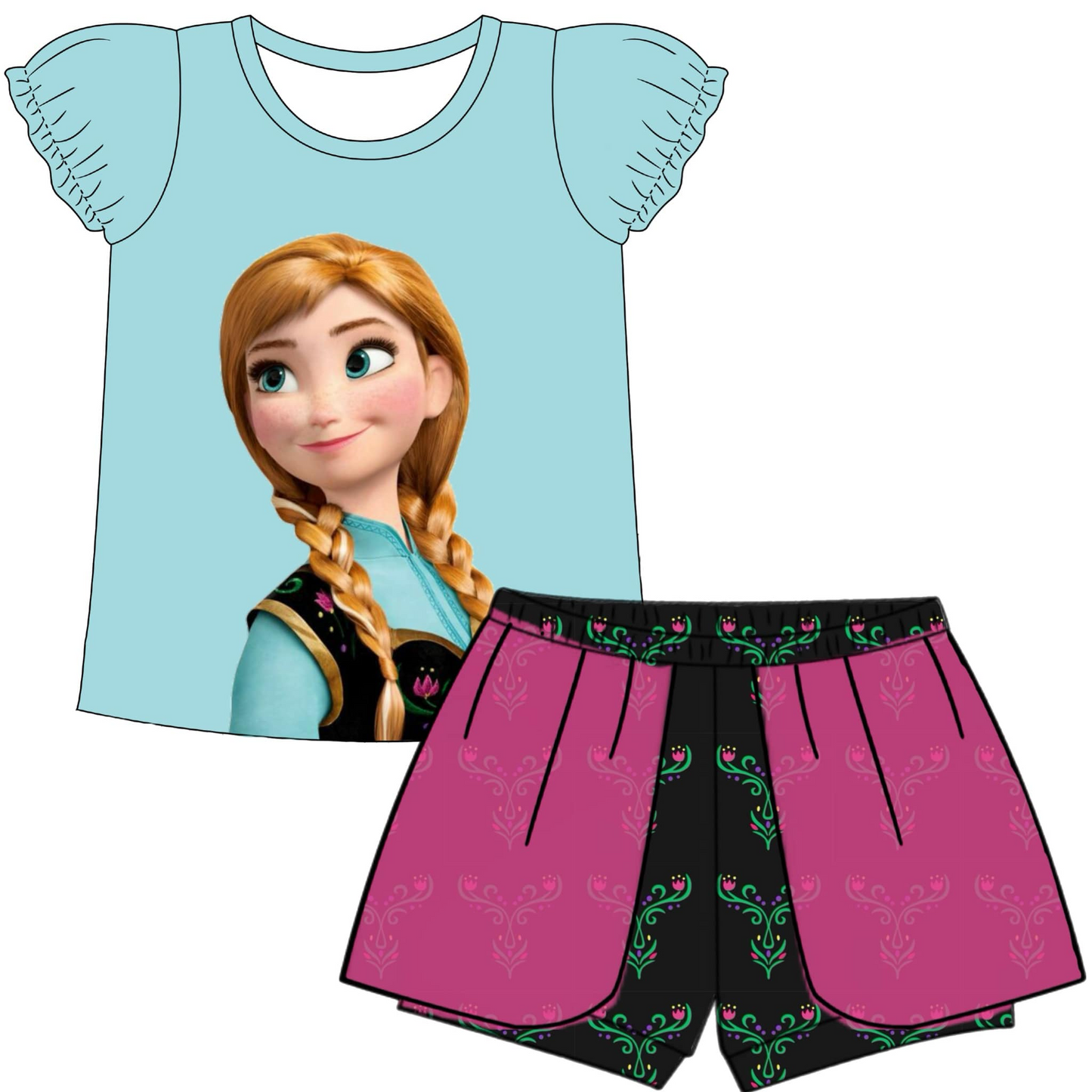Baby Girls Princess Sister Shirt Shorts Summer Clothes Sets preorder (moq 5)