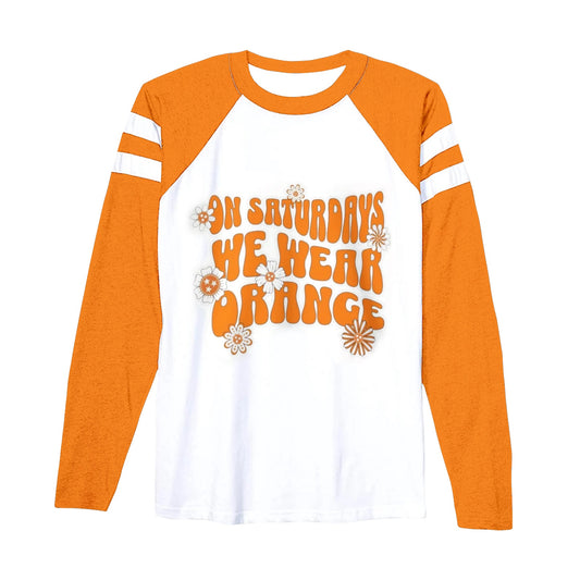 Baby Girls Long Sleeve Orange Flowers Team Tee Shirts Preorder(moq 5)