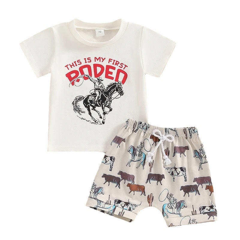 Baby Boys Western Rodeo Shirt Shorts Clothes Sets Preorder(moq 5)