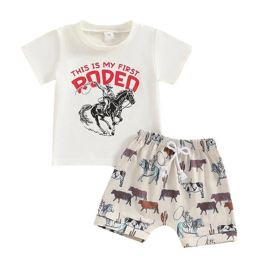 Baby Boys Western Rodeo Shirt Shorts Clothes Sets Preorder(moq 5)