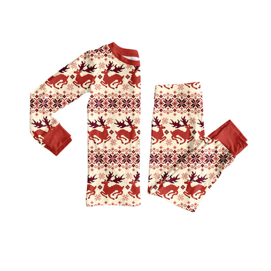 Preorder(moq 5) Baby Kids Deer Aztec Christmas Top Pants Lounge Wear Pajamas Sets