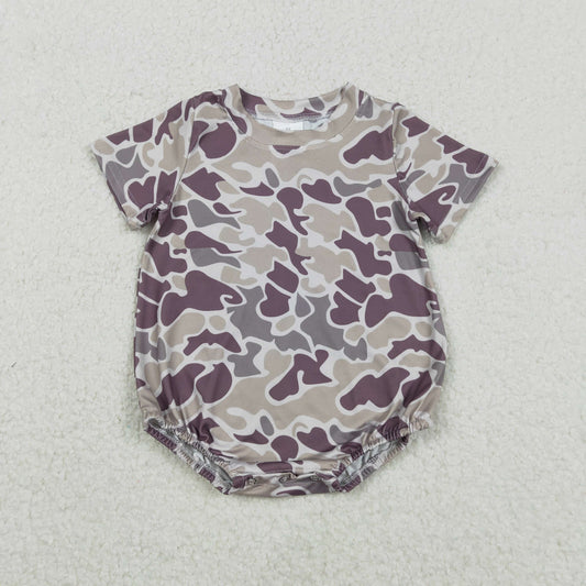 Baby Boys Dark Grey Camo Short Sleeve Southern Rompers