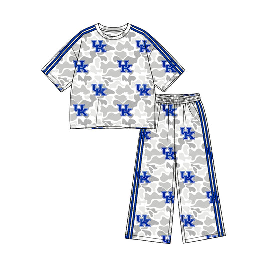 Preorder (moq 5)Baby Girls Light Grey Kentucky Top Pockets Flare Pant Team Clothes Set