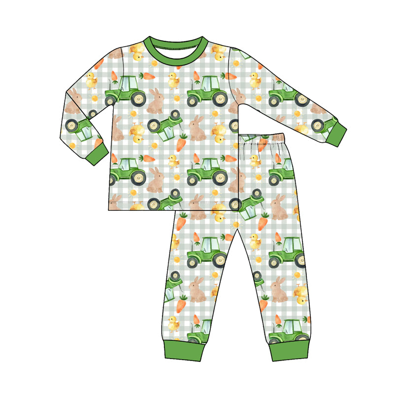 Preorder (moq5) Boys Christmas Santa Print Long Sleeve Pajama Set Kids Two-Piece Outfits