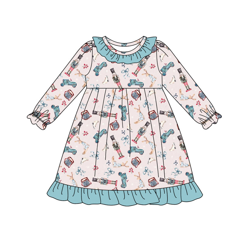 Preorder (moq 5)Baby Girls Soldiers Bows Plaid Ruffle Knee Length Dresses