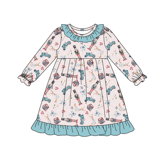 Preorder (moq 5)Baby Girls Soldiers Bows Plaid Ruffle Knee Length Dresses