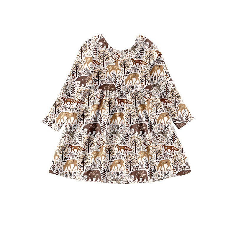 Preorder (moq 5)Baby Girls Flowers Animals Hunting Knee Length Dresses